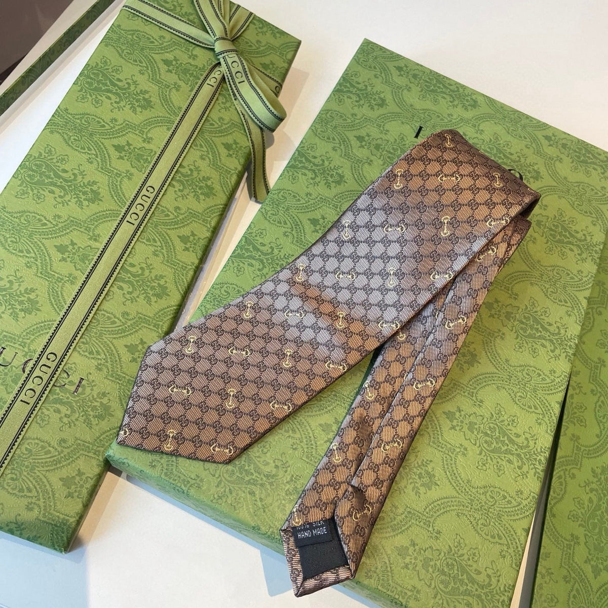 Gucci Style Men's GG Diamond Jacquard Silk Tie