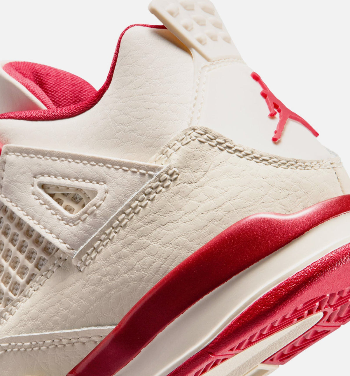 Air Jordan 4 Retro Valentine's Day Preschool Shoes - Pale Ivory Sierra Red Tough Red