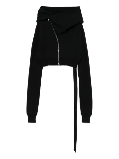 Rick Owens DRKSHDW draped zip-front asymmetrical hoodie