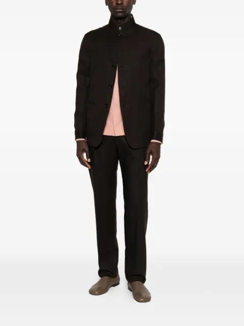 Zegna mandarin-collar buttoned jacket