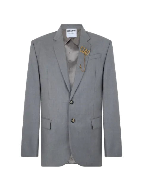 Moschino logo-pin single-breasted blazer