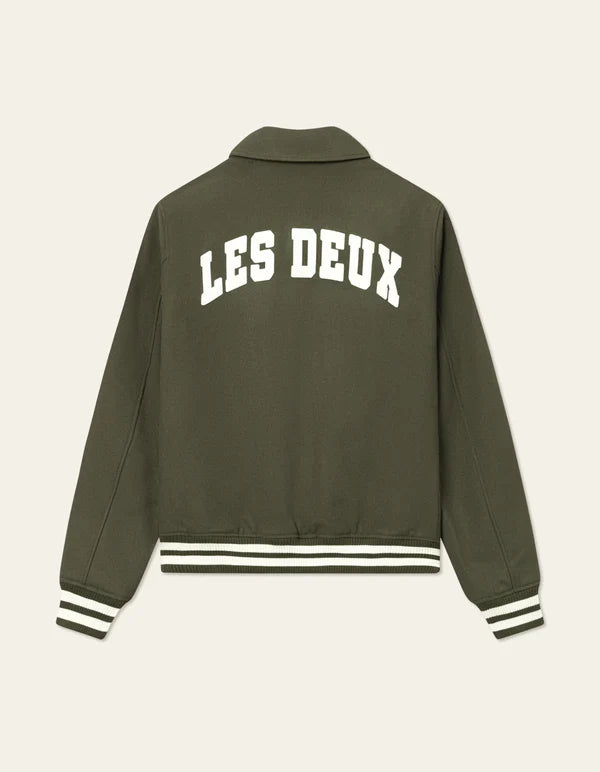 Les Deux Felipe Varsity Wool Jacket 'Olive Night'
