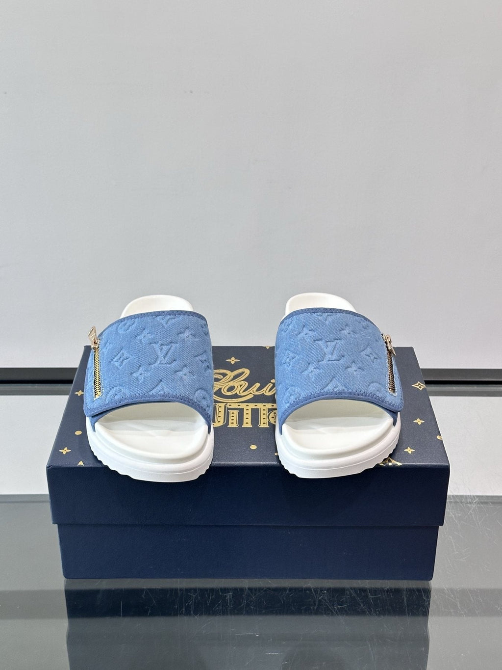 Louis Vuitton Embossed Monogram Slide Sandals
