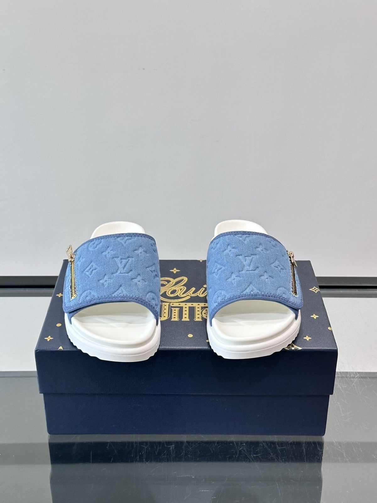 Louis Vuitton Embossed Monogram Slide Sandals