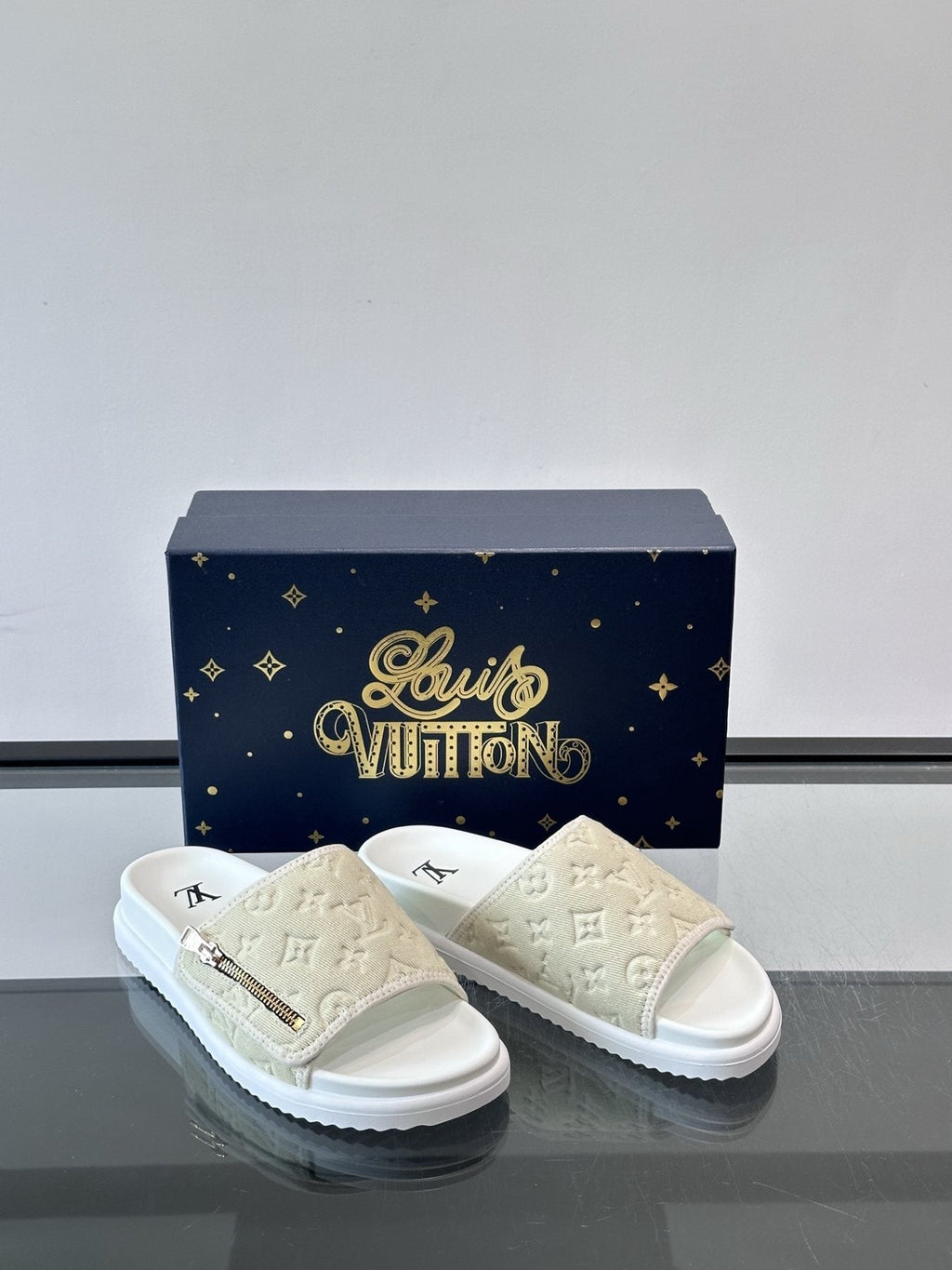 Louis Vuitton Embossed Monogram Slide Sandals