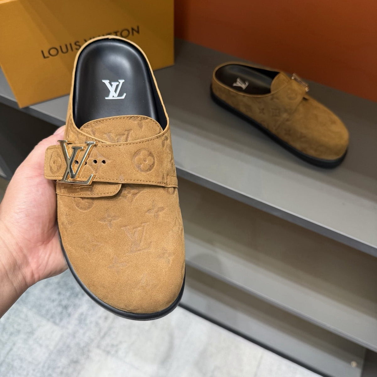 Louis Vuitton Monogram Buckle Slide Sandals
