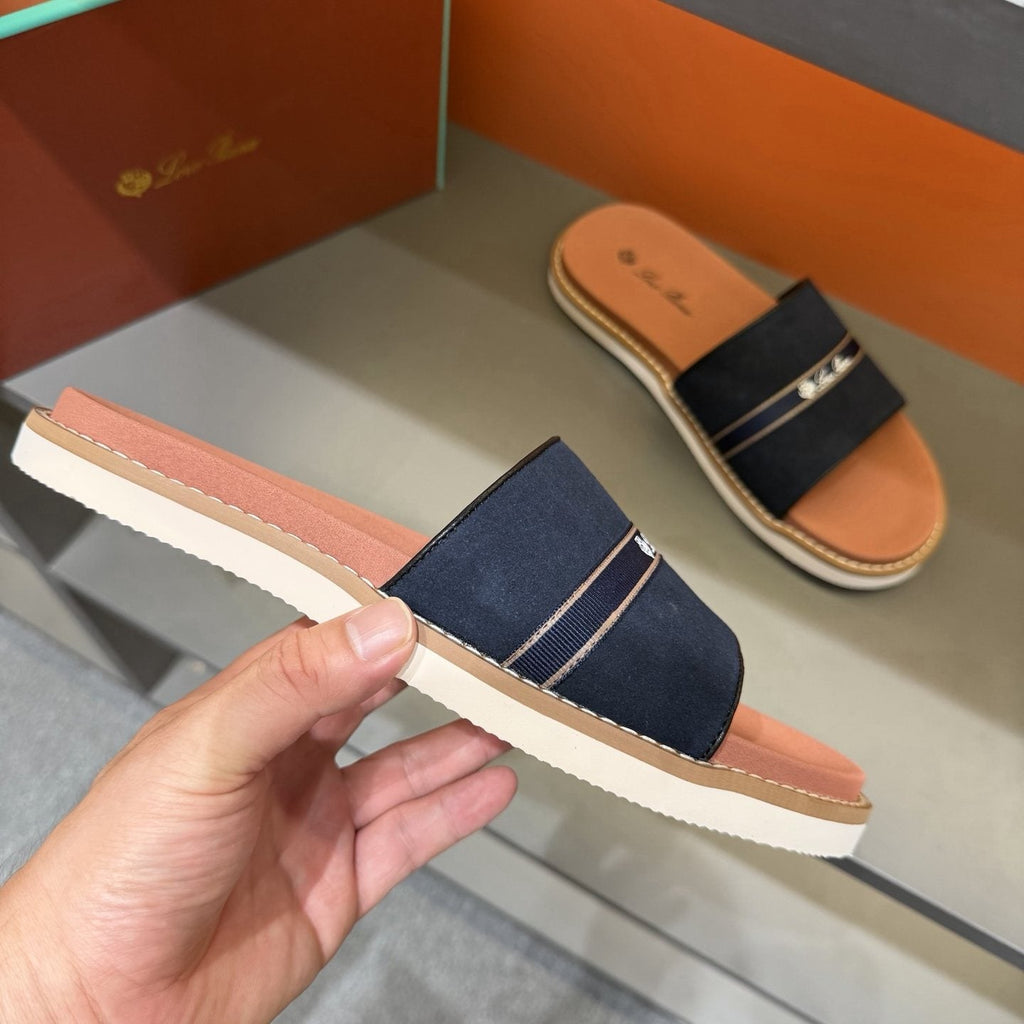 Loro Piana Cross-Strap Men's Slide Sandals