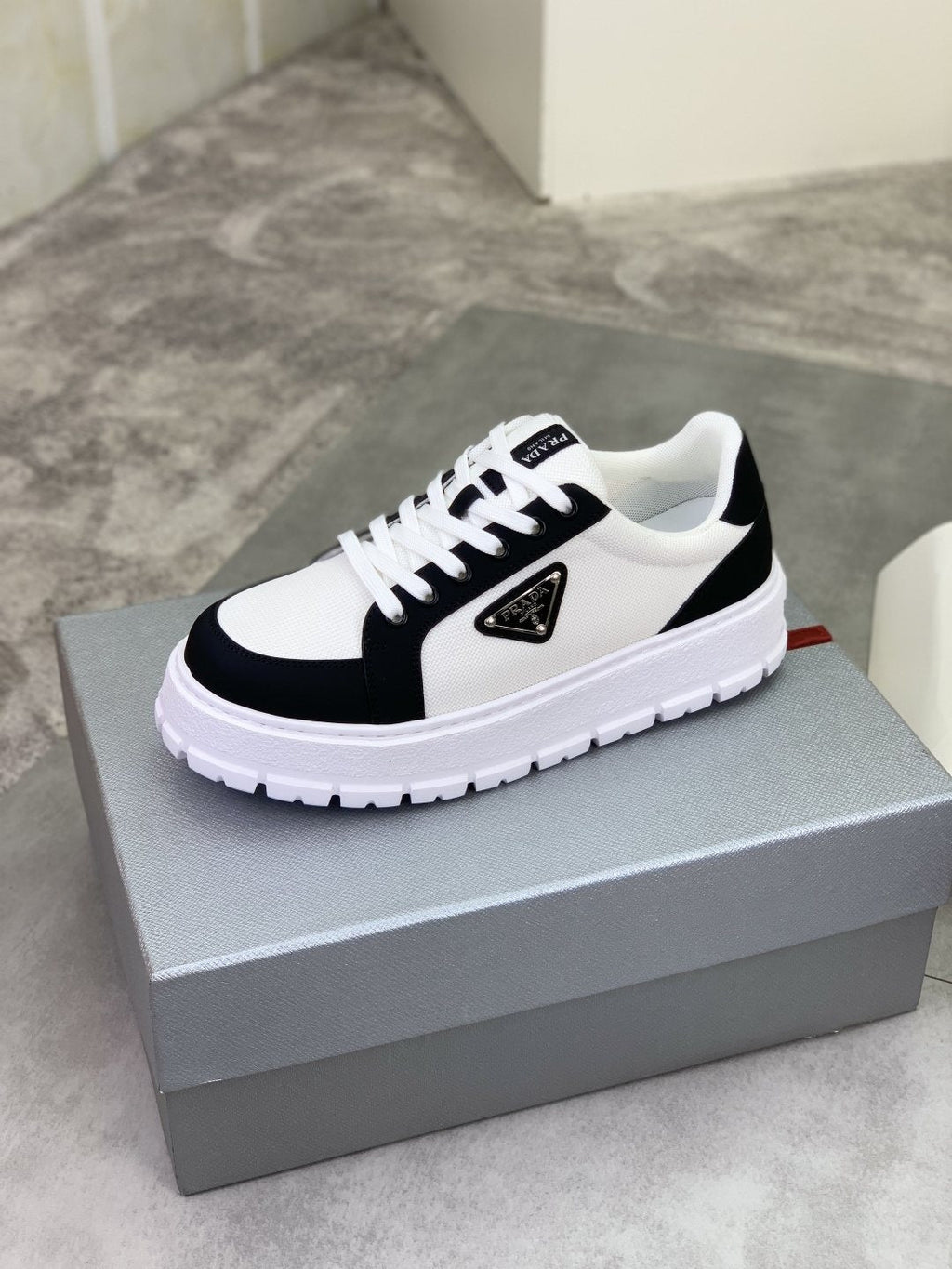 Prada Paneled Lug-Sole Sneakers
