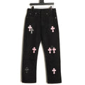 Chrome Hearts Cross-Motif Jeans with Back Lettering - Black/Pink